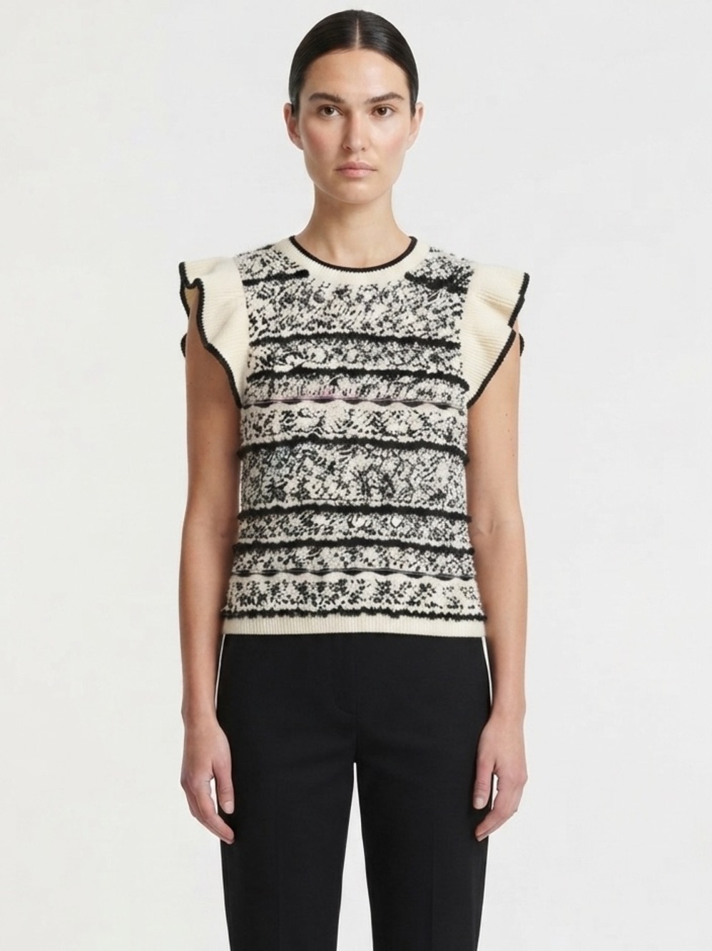 THML Black & Cream Textured Tank Size XS